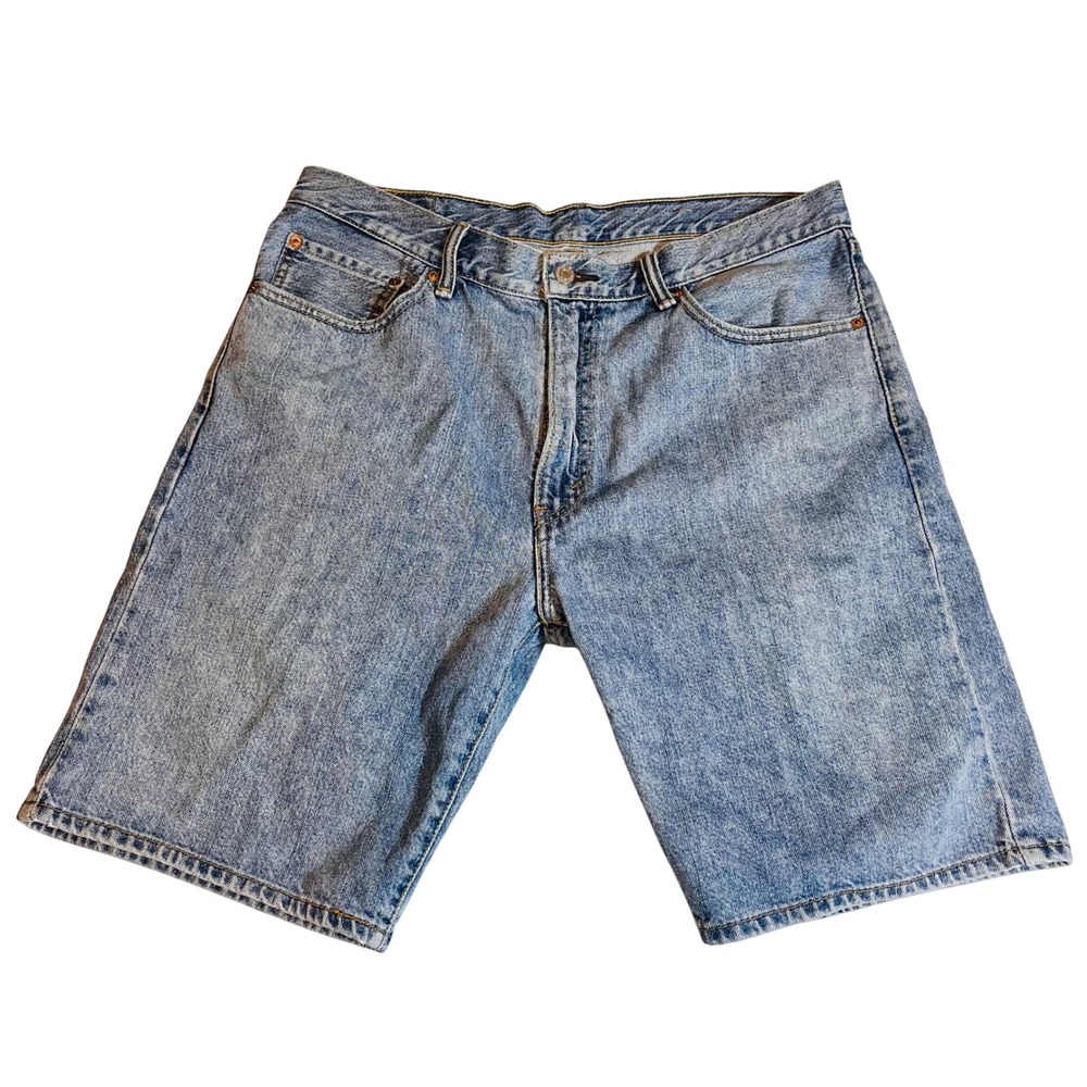 Vintage Levis 505 Mens Regular Fit Denim Shorts Light Wash Blue Jean‎ Size 36